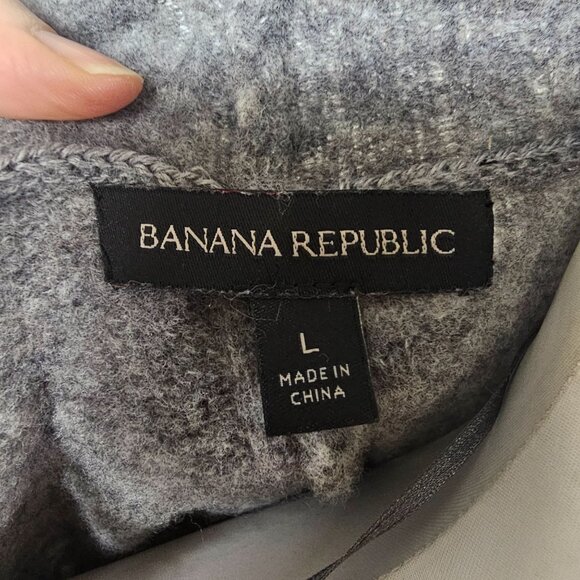 Banana Republic Gray Open Cardigan Sweater Sz L Merino Blend Relaxed Long Slits - Picture 6 of 9